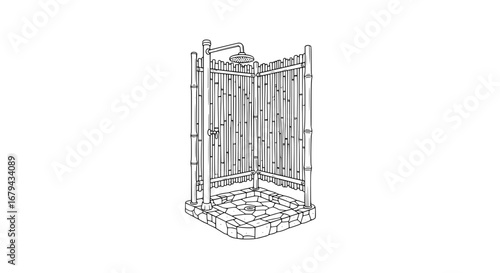 Outdoor shower with transparent background