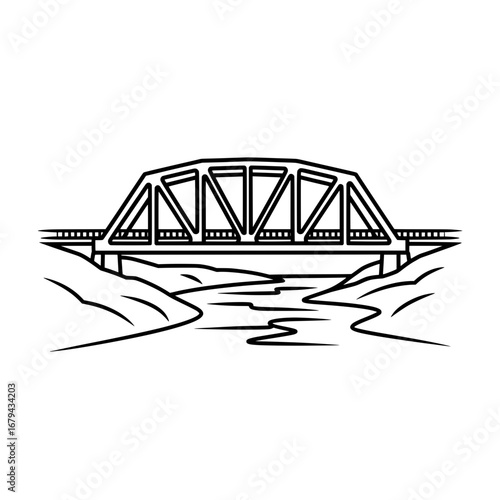 Bridge over river with transparent background
