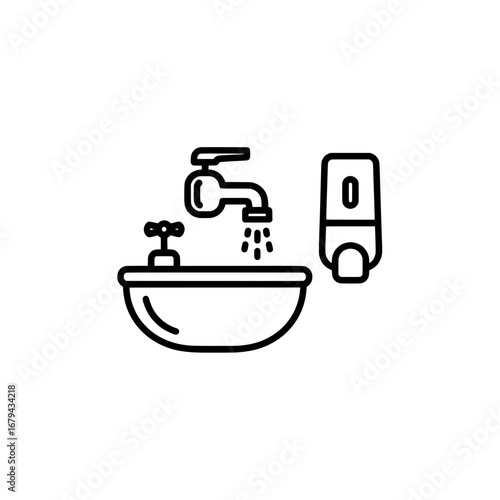 Sewer drain with a hand sanitizer dispenser on a black background