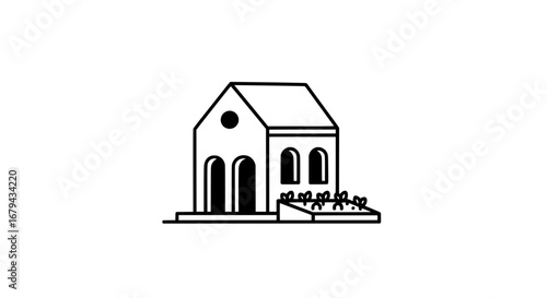 House and garden with transparent background