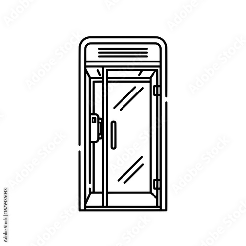 Door with glass panel and handle with transparent background