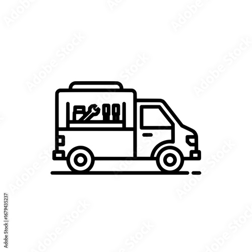 Wallpaper Mural Black outline food delivery van with transparent background Torontodigital.ca