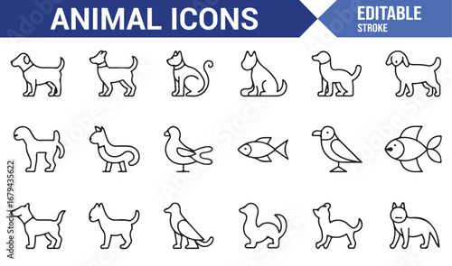Collection of diverse animal icons in vector format
