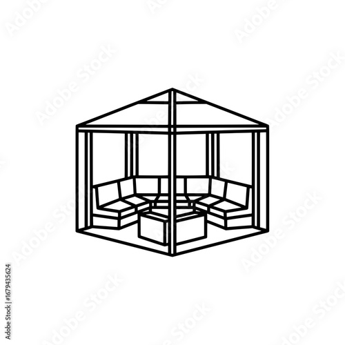 Outdoor gazebo with transparent background