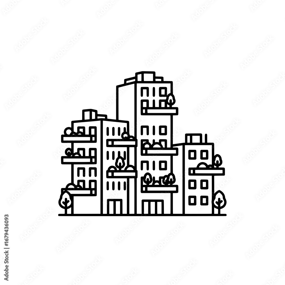 Fototapeta premium Modern apartment building with transparent background