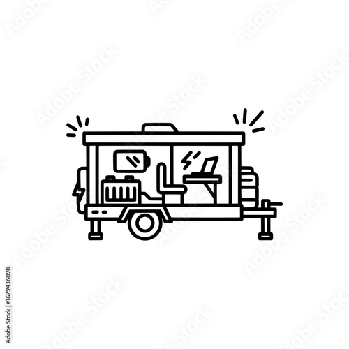 Camping trailer with transparent background
