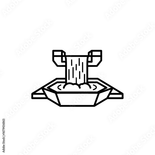 Water pouring into a bowl with transparent background