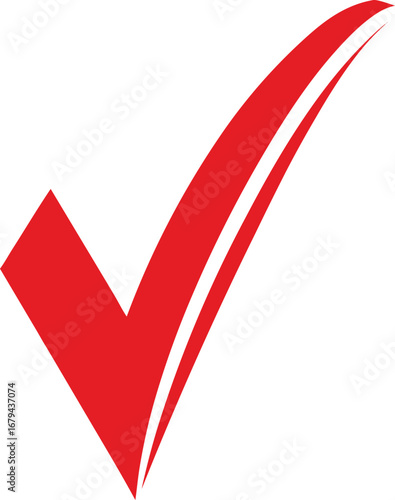 Minimalist Red Check Mark Icon Vector.