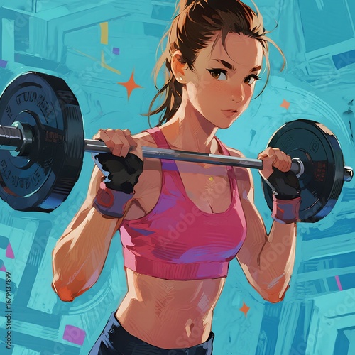 young woman lifting weights