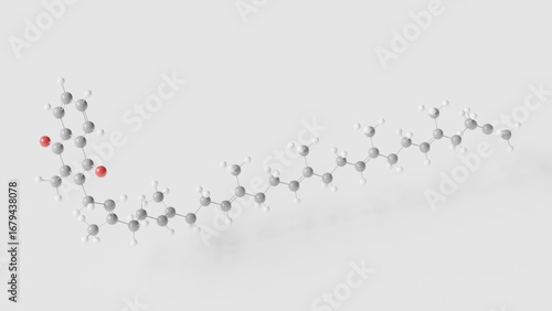 Fototapeta Naklejka Na Ścianę i Meble -  menaquinone mk7 molecule 3d, molecular structure, ball and stick model, structural chemical formula vitamin k2