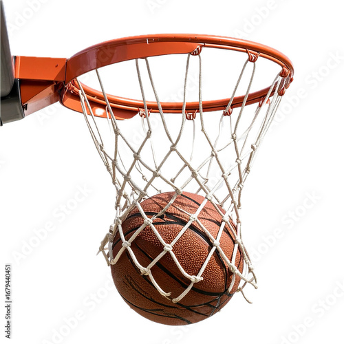 Basketball Hoop with Ball, Swish Shot, isolated on transparent background