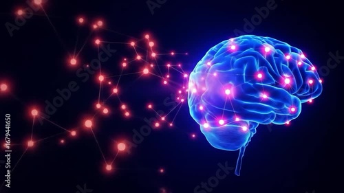 Wallpaper Mural Abstract Blue Brain with Glowing Neural Network mind Torontodigital.ca