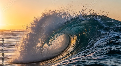 Fototapeta Naklejka Na Ścianę i Meble -  Ocean Wave at Sunrise.