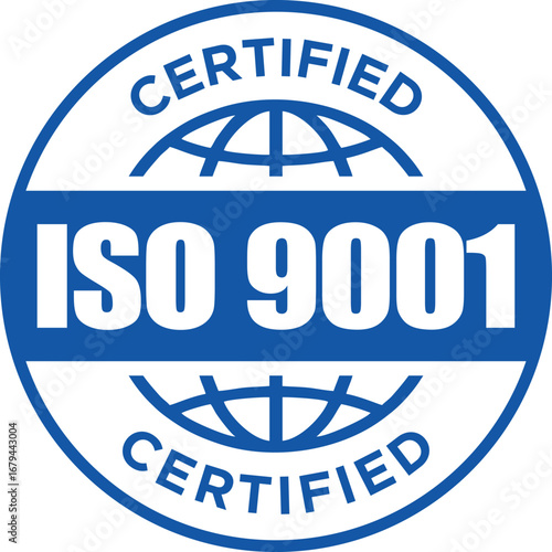 ISO 9001 Certified Logo | Quality Management System Certification Badge for Business Compliance and Standards