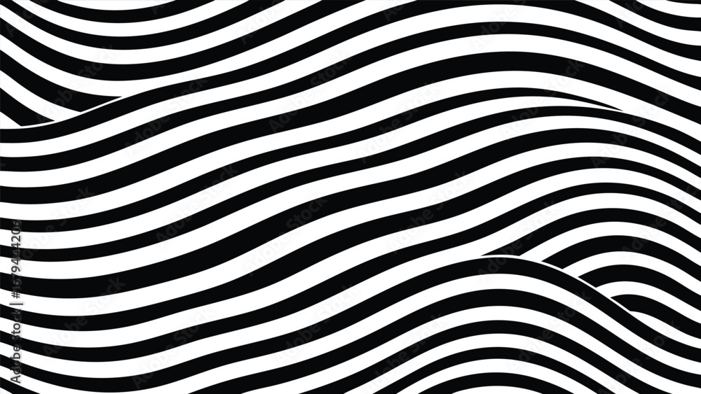 Fototapeta premium Seamless Black Wave Stripes Background Art.