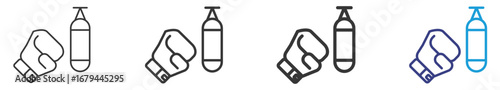 Boxing Icon Set Vectors Illustration with Outline Style Variation
