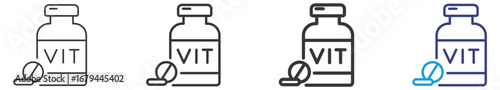 Vitamine Icon Set Vectors Illustration with Outline Style Variation  