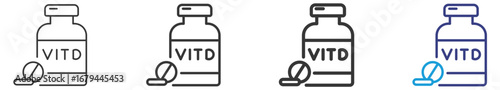 Vitamine D Icon Set Vectors Illustration with Outline Style Variation  