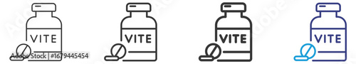 Vitamine E Icon Set Vectors Illustration with Outline Style Variation  