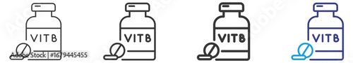 Vitamine B Icon Set Vectors Illustration with Outline Style Variation  