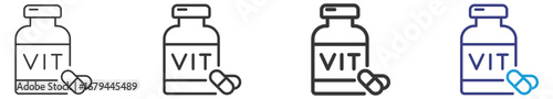 Vitamine Icon Set Vectors Illustration with Outline Style Variation  