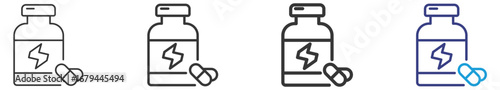 Protein Supplement Icon Set Vectors Illustration with Outline Style Variation  