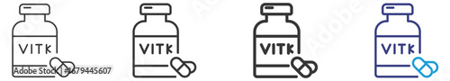 Vitamine K Icon Set Vectors Illustration with Outline Style Variation  