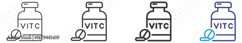 Vitamine C Icon Set Vectors Illustration with Outline Style Variation  