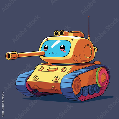 cute tank character vector in game
