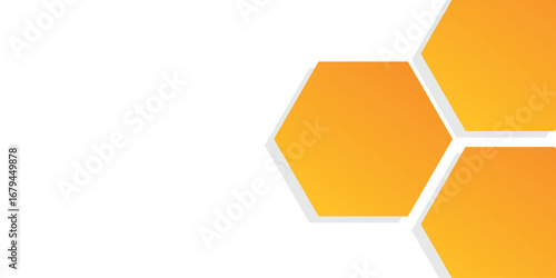 Hexagon abstract background, abstract orange honeycombs with hexagon on white background, bee hive background.