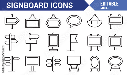Modern signboard icon with multiple color options