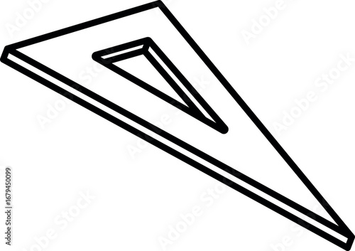 Triangle ruler black-and-white vector illustration
