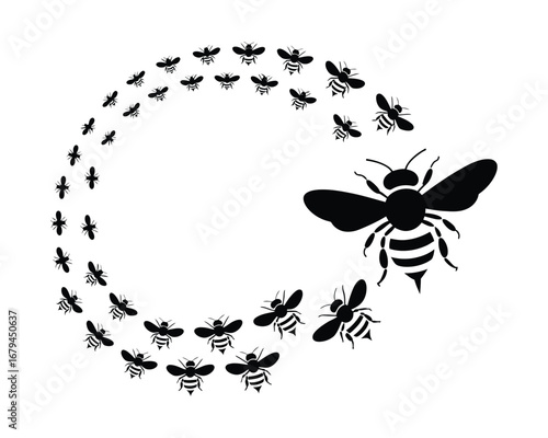 Bee Silhouette Circle A Striking Black and White Design