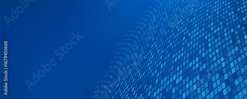 Abstract digital blue square particles background for business, finance, research, tech and science. Eps10