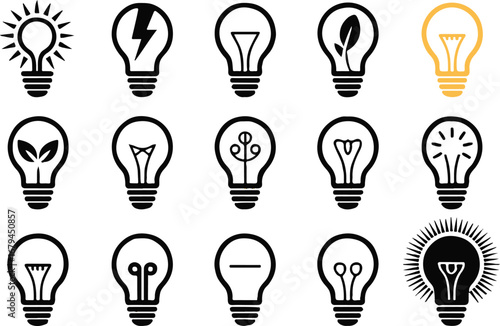 creative vector lightbulb icon collection showcasing nature growth eco energy innovation idea inspiration concept symbol