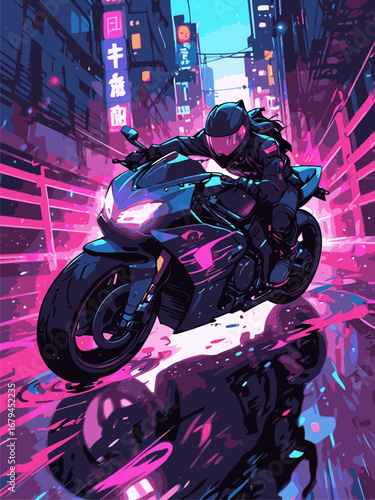 anime biker vector