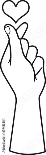Black-and-white love share gesture vector illustration