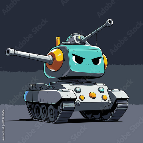 cute tank character vector in game
