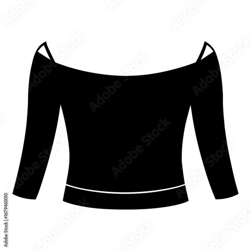 Fashion Off-Shoulder Blouse Black Silhouette Vector Isolated on White
