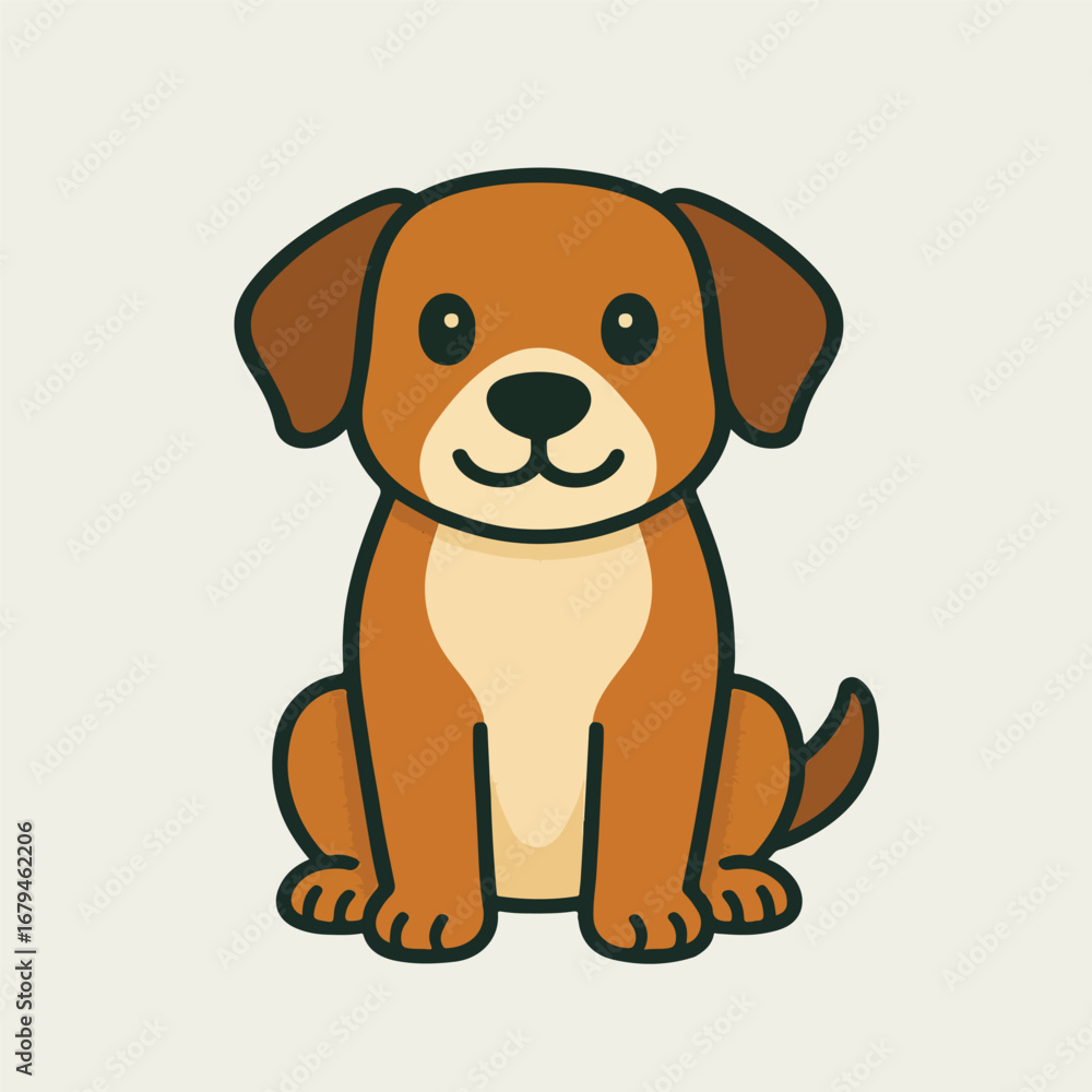 Cute Cartoon Puppy Sitting Domestic Pet Dog Vector Illustration Cute Cartoon Puppy Sitting Domestic Pet Dog Vector Illustration