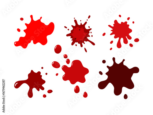 collection various blood or paint splatters,Halloween concept vector icon