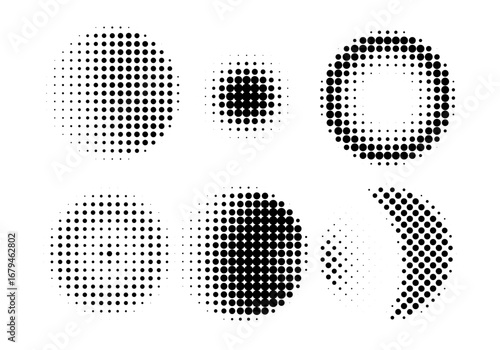 Halftone Ellipse Shape Set Halftone Dot Compositions in Various Shapes