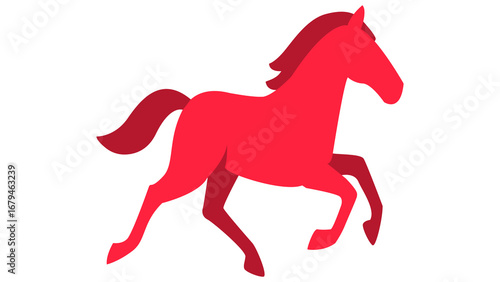 Chinese New Year. Red Running Horse. PNG format