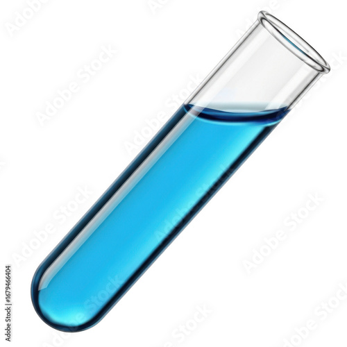 Test tube with blue liquid scientific equipment chemical experiment laboratory glassware transparent background