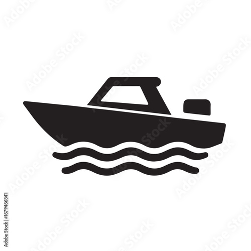 Boat silhouette black and white vector icon