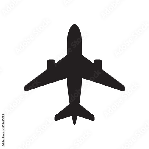 Airplane silhouette black and white vector icon