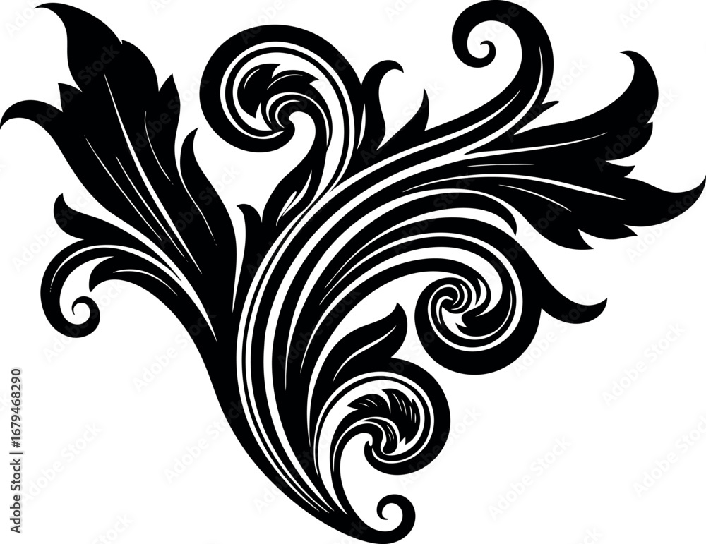 Fototapeta premium Vector art of black ornate flourish element