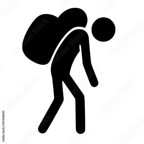 Stickman Carrying Heavy Burden SVG Clip Art