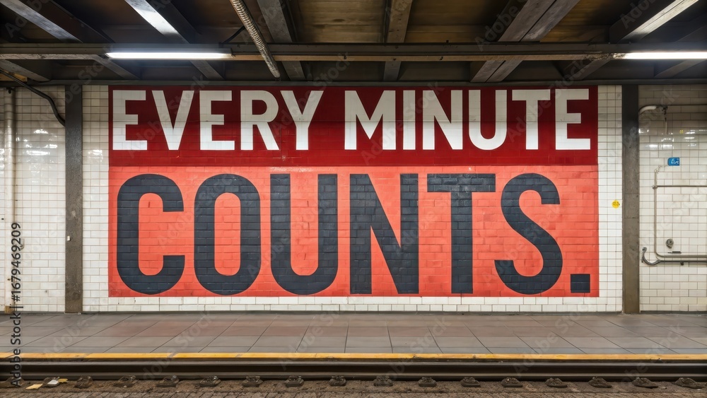 Obraz premium Eye-Catching Wall Mural Promoting Time Awareness in Subway Station