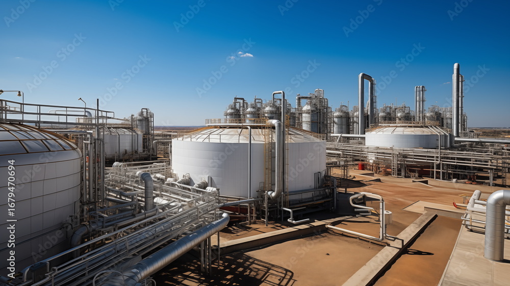 Obraz premium industrial lines, pipes and storage tanks